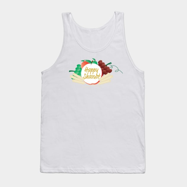 Happy Shavuot - Text, fruits and wheat Tank Top by sigdesign